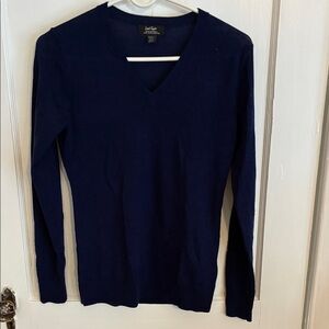 Lord & Taylor Deep Blue V-Neck merino wool v neck sweater